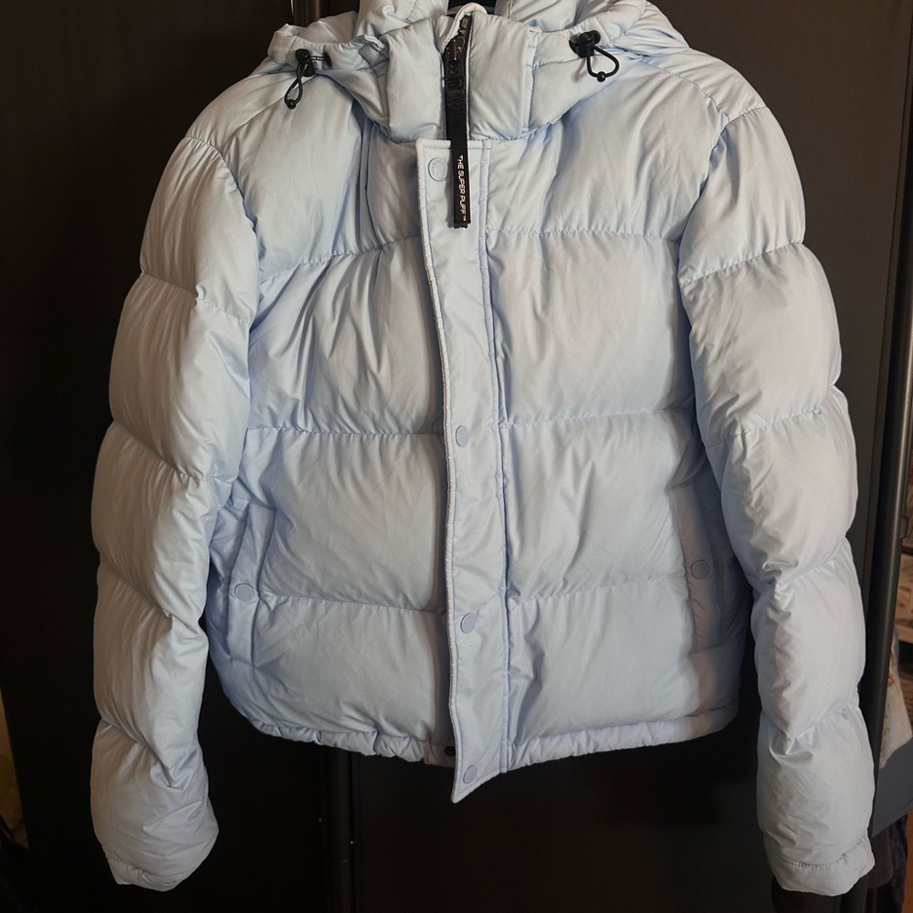 Aritzia Light Blue Puff Jacket with Hood - Picture 2 of 6